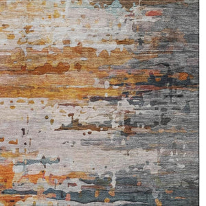 HomeRoots 5' X 8' Terra Cotta & Beige Abstract Area Rug - Washable, UV Protected, Durable & Stylish Design 715431