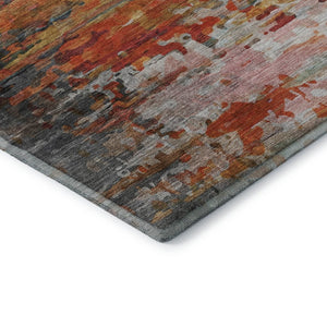 HomeRoots 5' X 8' Terra Cotta & Beige Abstract Area Rug - Washable, UV Protected, Durable & Stylish Design 715431