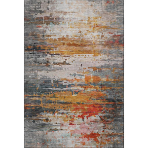 HomeRoots 5' X 8' Terra Cotta & Beige Abstract Area Rug - Washable, UV Protected, Durable & Stylish Design 715431