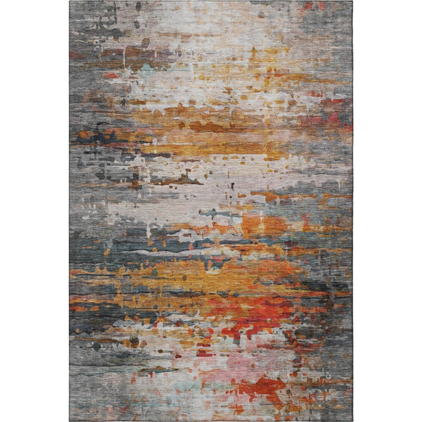 HomeRoots 5' X 8' Terra Cotta & Beige Abstract Area Rug - Washable, UV Protected, Durable & Stylish Design 715431