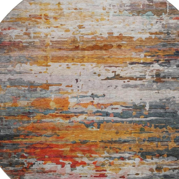 HomeRoots 8' X 10' Stylish Terra Cotta & Beige Abstract Washable Area Rug with UV Protection for Durability 715433