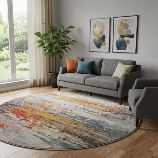 HomeRoots 8' X 10' Stylish Terra Cotta & Beige Abstract Washable Area Rug with UV Protection for Durability 715433