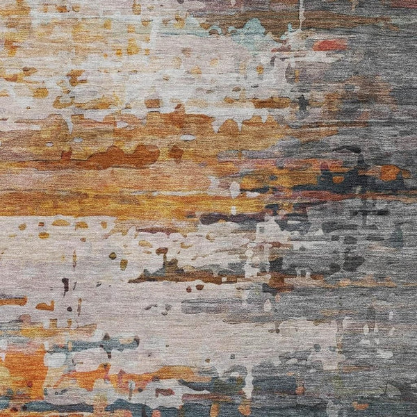 HomeRoots 9' X 12' Terra Cotta & Beige Abstract Area Rug - Durable, Washable, UV-Protected for Modern Homes 715434
