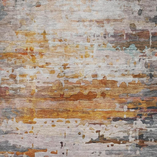 HomeRoots 10' X 14' Terra Cotta And Beige Abstract Area Rug - Washable, UV Protected, Stylish & Durable Design 715435