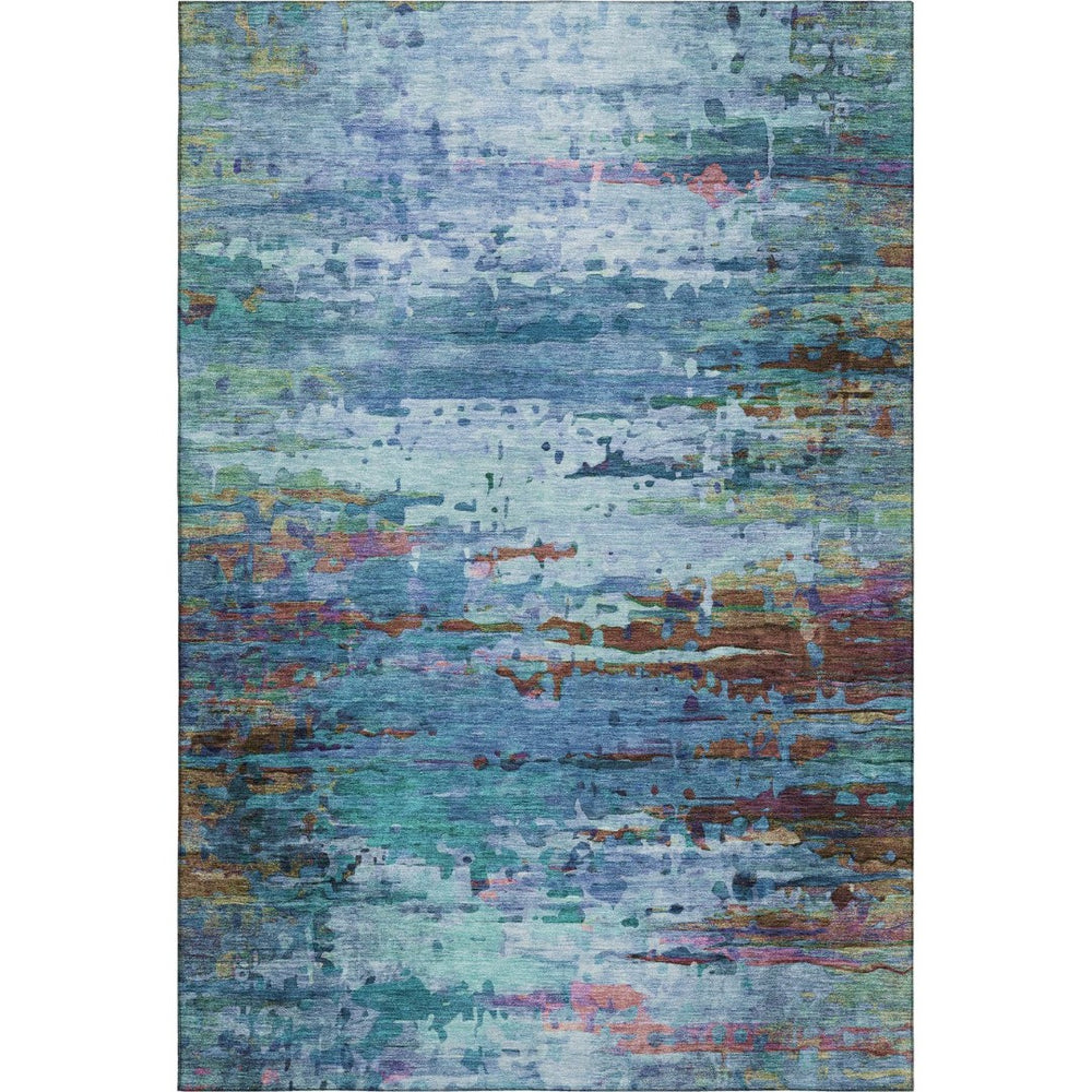 HomeRoots 5' Blue and Purple Abstract Area Rug – Stylish, Washable, UV-Protected, Perfect for Modern Spaces! 715437