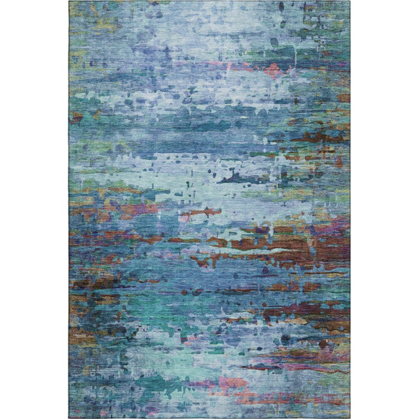 HomeRoots 5' Blue and Purple Abstract Area Rug – Stylish, Washable, UV-Protected, Perfect for Modern Spaces! 715437
