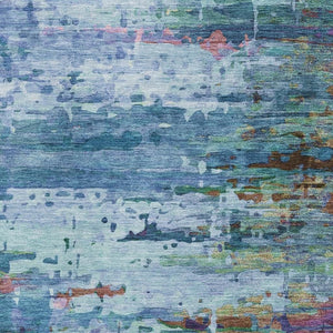 HomeRoots 5' Blue and Purple Abstract Area Rug – Stylish, Washable, UV-Protected, Perfect for Modern Spaces! 715437