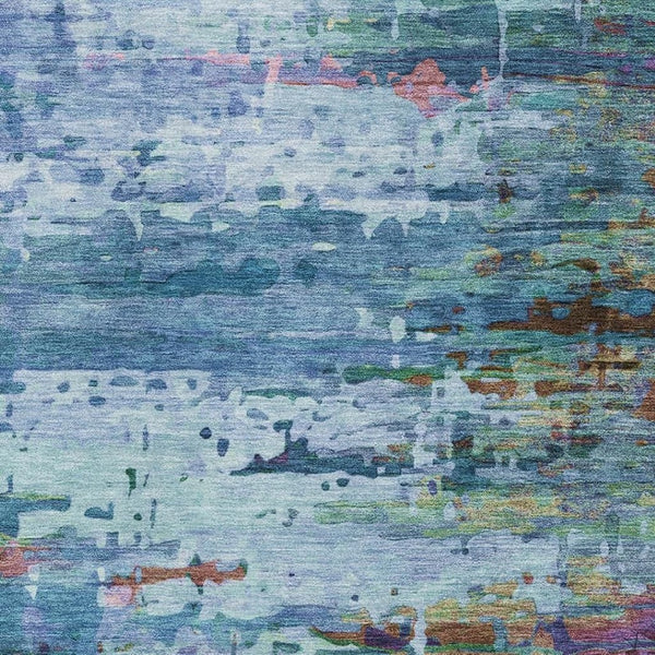 HomeRoots 5' Blue and Purple Abstract Area Rug – Stylish, Washable, UV-Protected, Perfect for Modern Spaces! 715437