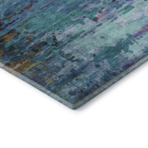 HomeRoots 5' Blue and Purple Abstract Area Rug – Stylish, Washable, UV-Protected, Perfect for Modern Spaces! 715437