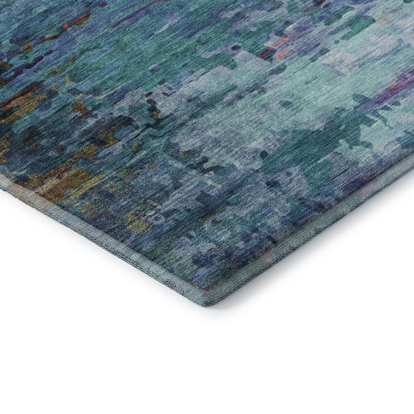 HomeRoots 5' Blue and Purple Abstract Area Rug – Stylish, Washable, UV-Protected, Perfect for Modern Spaces! 715437