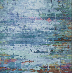 HomeRoots 5' Blue and Purple Abstract Area Rug – Stylish, Washable, UV-Protected, Perfect for Modern Spaces! 715437
