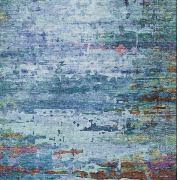 HomeRoots 5' Blue and Purple Abstract Area Rug – Stylish, Washable, UV-Protected, Perfect for Modern Spaces! 715437