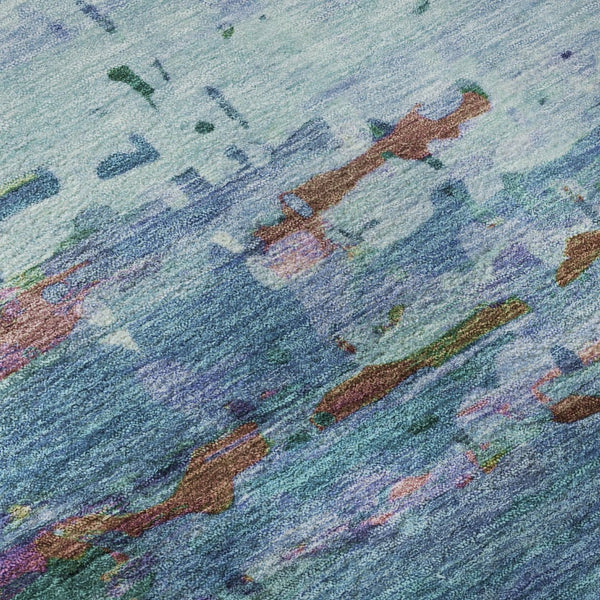 HomeRoots 5' Blue and Purple Abstract Area Rug – Stylish, Washable, UV-Protected, Perfect for Modern Spaces! 715437