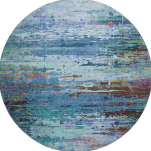 HomeRoots 8' X 10' Blue and Purple Abstract Area Rug - Washable, UV-Protected, Stain-Resistant & Stylish Decor 715439
