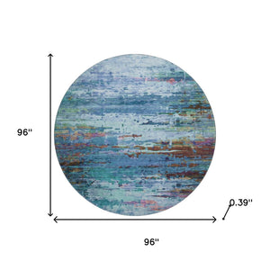 HomeRoots 8' X 10' Blue and Purple Abstract Area Rug - Washable, UV-Protected, Stain-Resistant & Stylish Decor 715439