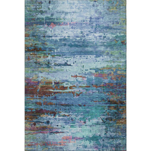 HomeRoots 9' X 12' Blue and Purple Abstract Area Rug - Washable, UV Protected, Ideal for Homes with Kids & Pets 715440