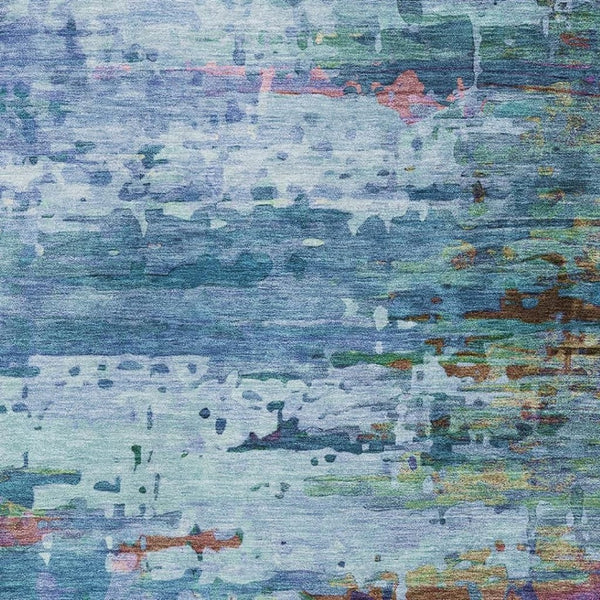 HomeRoots 10' X 14' Blue And Purple Abstract Area Rug - Stain Resistant, UV Protected, Machine Washable Design 715441