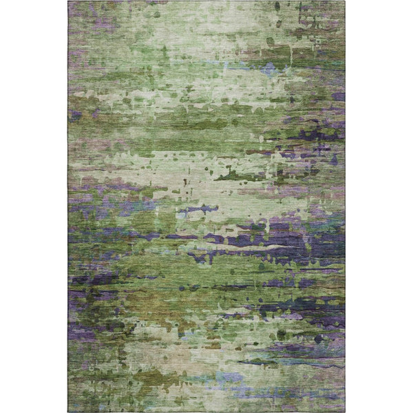 HomeRoots 5' X 8' Vibrant Green and Purple Abstract Area Rug - Washable, UV Protected, Durable & Stylish Design 715443