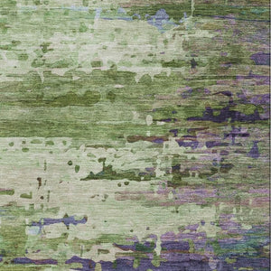 HomeRoots 5' X 8' Vibrant Green and Purple Abstract Area Rug - Washable, UV Protected, Durable & Stylish Design 715443