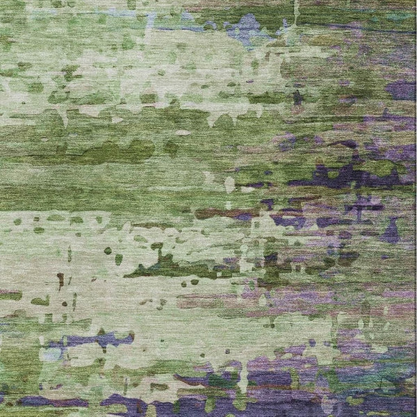 HomeRoots 5' X 8' Vibrant Green and Purple Abstract Area Rug - Washable, UV Protected, Durable & Stylish Design 715443