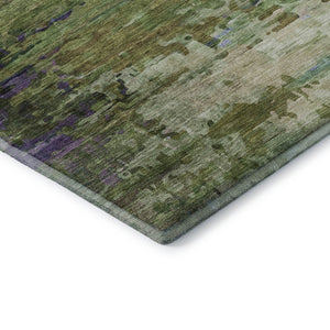 HomeRoots 5' X 8' Vibrant Green and Purple Abstract Area Rug - Washable, UV Protected, Durable & Stylish Design 715443