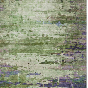 HomeRoots 5' X 8' Vibrant Green and Purple Abstract Area Rug - Washable, UV Protected, Durable & Stylish Design 715443