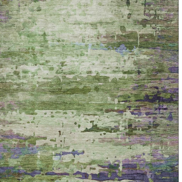 HomeRoots 5' X 8' Vibrant Green and Purple Abstract Area Rug - Washable, UV Protected, Durable & Stylish Design 715443