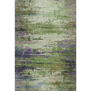 HomeRoots 8' Green and Purple Abstract Washable Round Rug - UV Protected, Stain-Resistant, Pet-Friendly Design 715444