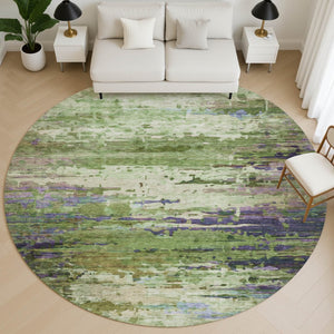 HomeRoots 8' X 10' Green And Purple Abstract Washable Area Rug - UV Resistant, Stain-Proof, Modern Design 715445