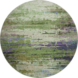 HomeRoots 8' X 10' Green And Purple Abstract Washable Area Rug - UV Resistant, Stain-Proof, Modern Design 715445