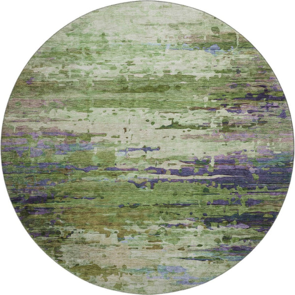 HomeRoots 8' X 10' Green And Purple Abstract Washable Area Rug - UV Resistant, Stain-Proof, Modern Design 715445