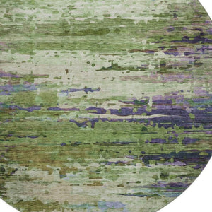 HomeRoots 8' X 10' Green And Purple Abstract Washable Area Rug - UV Resistant, Stain-Proof, Modern Design 715445