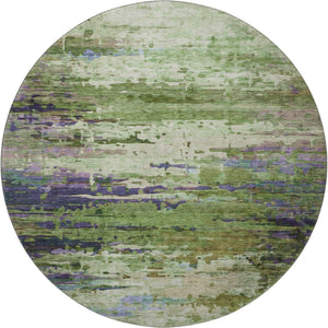 HomeRoots 8' X 10' Green And Purple Abstract Washable Area Rug - UV Resistant, Stain-Proof, Modern Design 715445