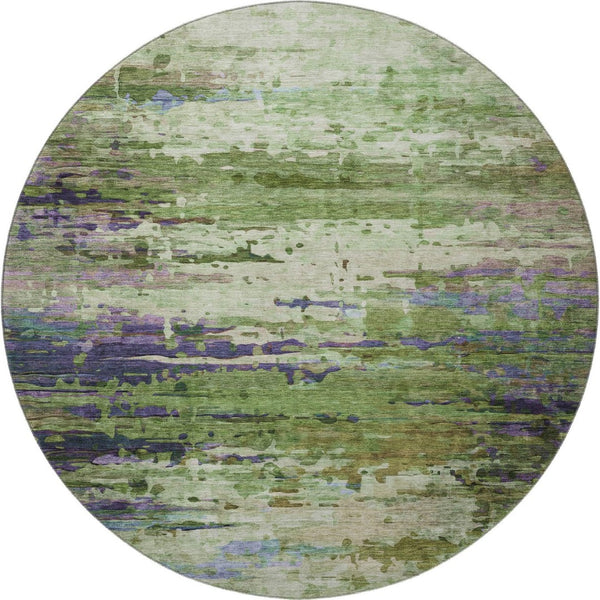 HomeRoots 8' X 10' Green And Purple Abstract Washable Area Rug - UV Resistant, Stain-Proof, Modern Design 715445