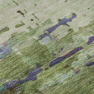 HomeRoots 8' X 10' Green And Purple Abstract Washable Area Rug - UV Resistant, Stain-Proof, Modern Design 715445