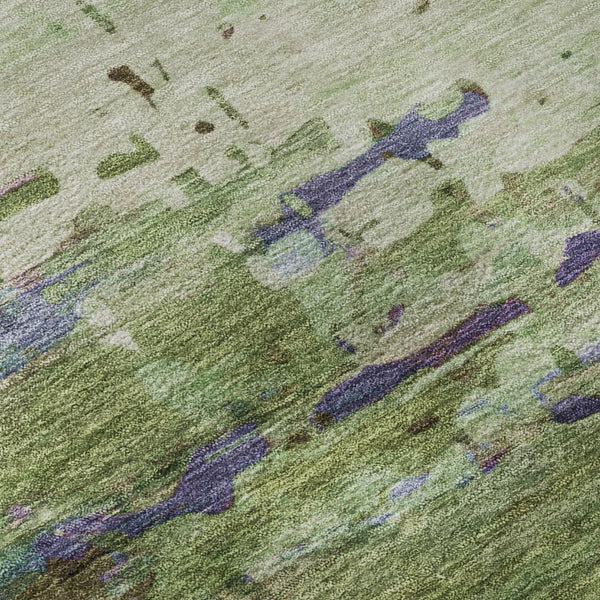 HomeRoots 8' X 10' Green And Purple Abstract Washable Area Rug - UV Resistant, Stain-Proof, Modern Design 715445