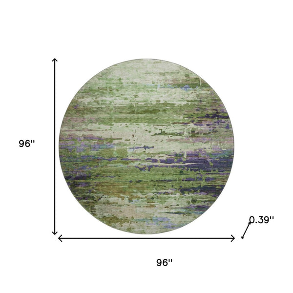 HomeRoots 8' X 10' Green And Purple Abstract Washable Area Rug - UV Resistant, Stain-Proof, Modern Design 715445