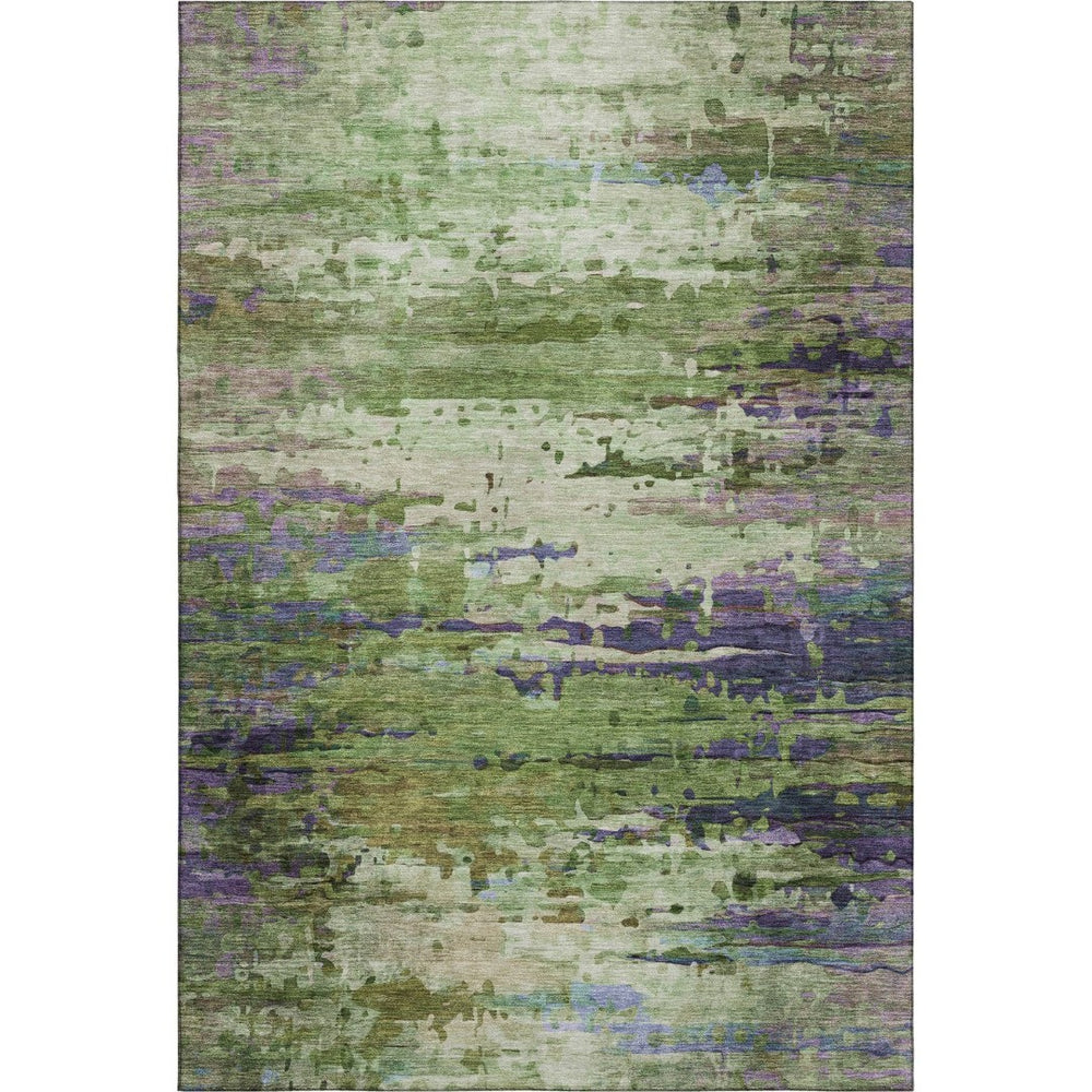 HomeRoots 9' X 12' Washable Green & Purple Abstract Area Rug with UV Protection for Stylish, Durable Living Spaces 715446