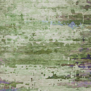 HomeRoots 10' Green and Purple Abstract Washable Area Rug - UV Protected, Durable, Modern Design for Homes 715447