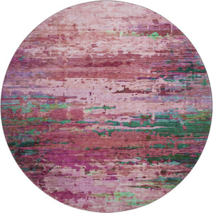 HomeRoots 8' X 10' Pink And Green Abstract Washable Area Rug – UV Protected, Stain-Resistant, Durable Design! 715451