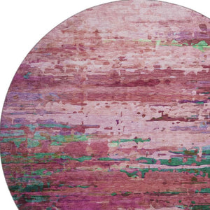 HomeRoots 8' X 10' Pink And Green Abstract Washable Area Rug – UV Protected, Stain-Resistant, Durable Design! 715451