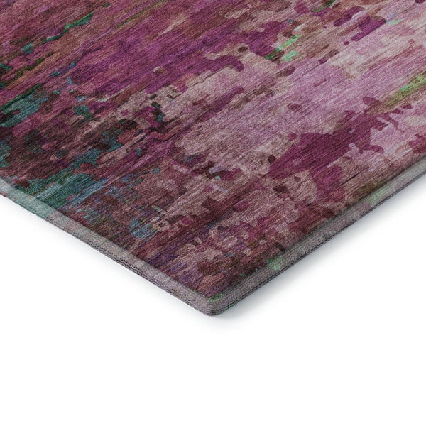 HomeRoots 8' X 10' Pink And Green Abstract Washable Area Rug – UV Protected, Stain-Resistant, Durable Design! 715451