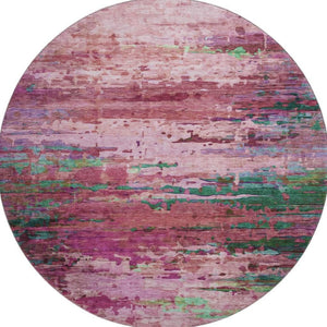 HomeRoots 8' X 10' Pink And Green Abstract Washable Area Rug – UV Protected, Stain-Resistant, Durable Design! 715451
