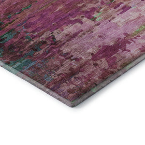 HomeRoots 9' X 12' Washable Pink & Green Abstract Area Rug with UV Protection for Kids, Pets & Modern Décor 715452