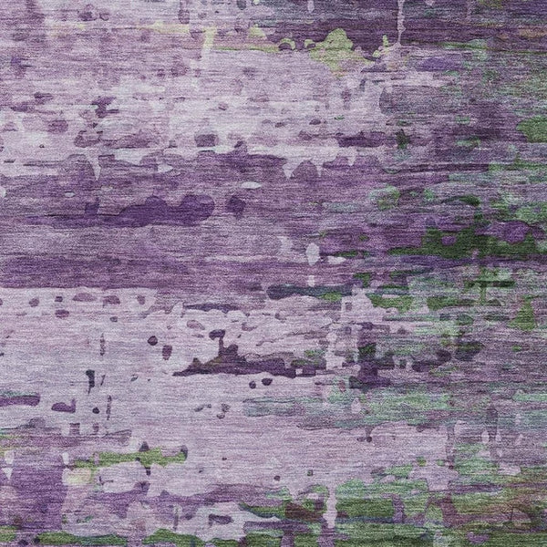 HomeRoots 5' X 8' Purple and Green Abstract Area Rug - Washable, UV Protected, Durable, Non-Slip Design! 715455
