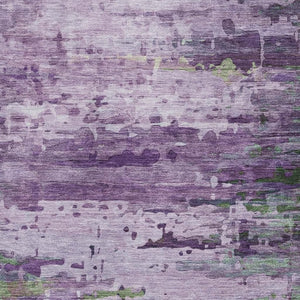 HomeRoots 8' Vibrant Purple and Green Abstract Washable Round Rug with UV Protection and Non-Slip Backing 715456