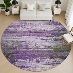 HomeRoots 8' X 10' Vibrant Purple and Green Abstract Area Rug - Washable, UV Protected, Durable & Stylish! 715457