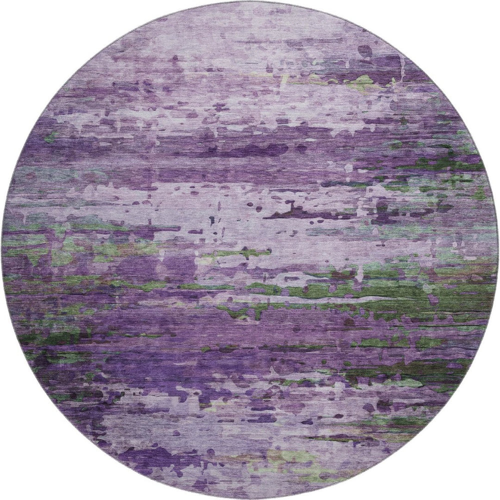 HomeRoots 8' X 10' Vibrant Purple and Green Abstract Area Rug - Washable, UV Protected, Durable & Stylish! 715457