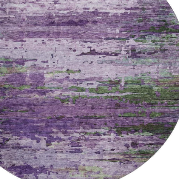 HomeRoots 8' X 10' Vibrant Purple and Green Abstract Area Rug - Washable, UV Protected, Durable & Stylish! 715457