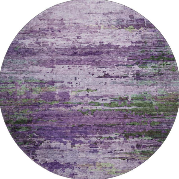 HomeRoots 8' X 10' Vibrant Purple and Green Abstract Area Rug - Washable, UV Protected, Durable & Stylish! 715457